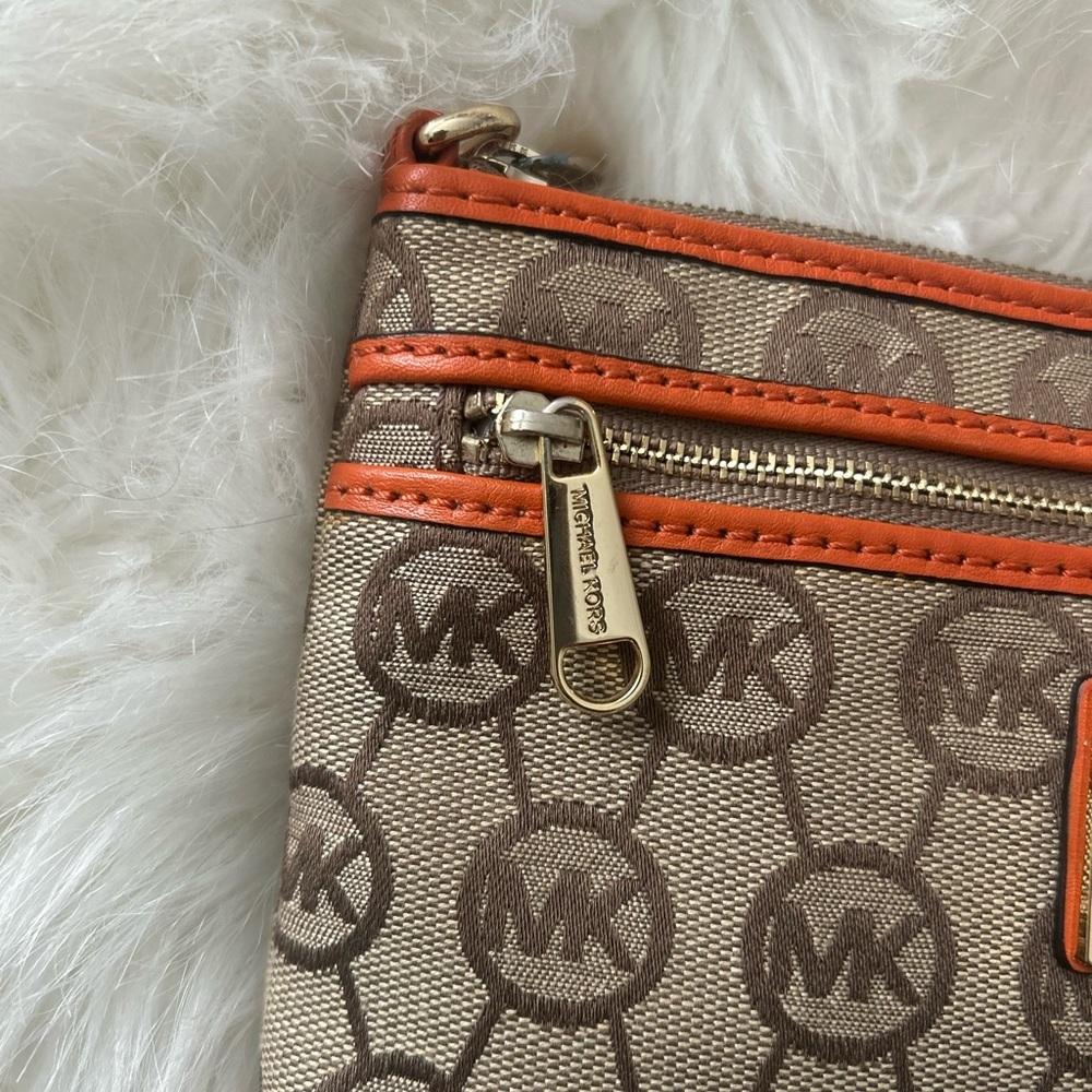 Michael Kors Tan and Orange Logo Wristlet - Picture 5 of 10